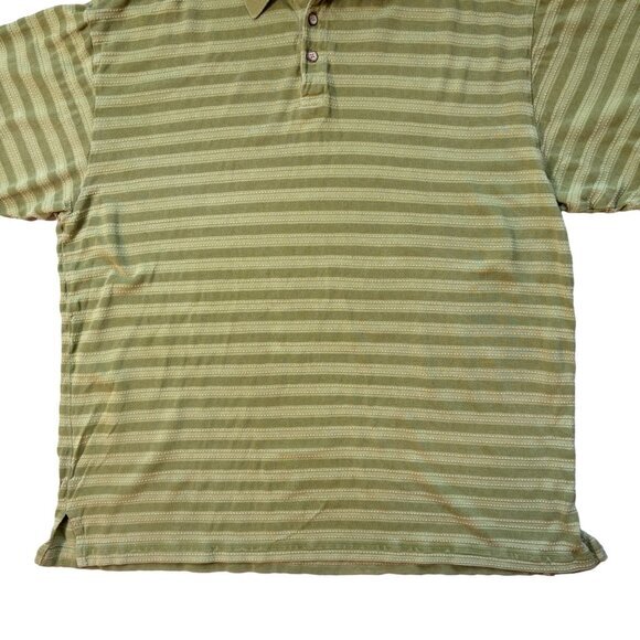 Tommy Bahama Polo Shirt Size Large Chartruese Green Textured Silk Blend Men's - Picture 3 of 8